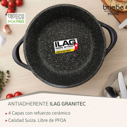 Briebe Batería De Cocina Inducción 8 Piezas Aluminio Fundido 4 Ollas Con Tapa De Cristal Antiadherente, Mgk12s, Negro_4