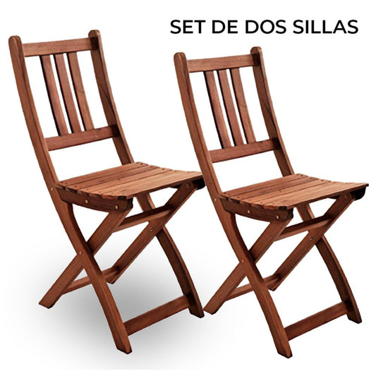 Yoevu- Set De 2 Sillas Plegables De Madera De Acacia - Sillas De Exterior Duraderas Y Compactas, Ideales Para Jardines, Terrazas, 36x54,5x87cm_0
