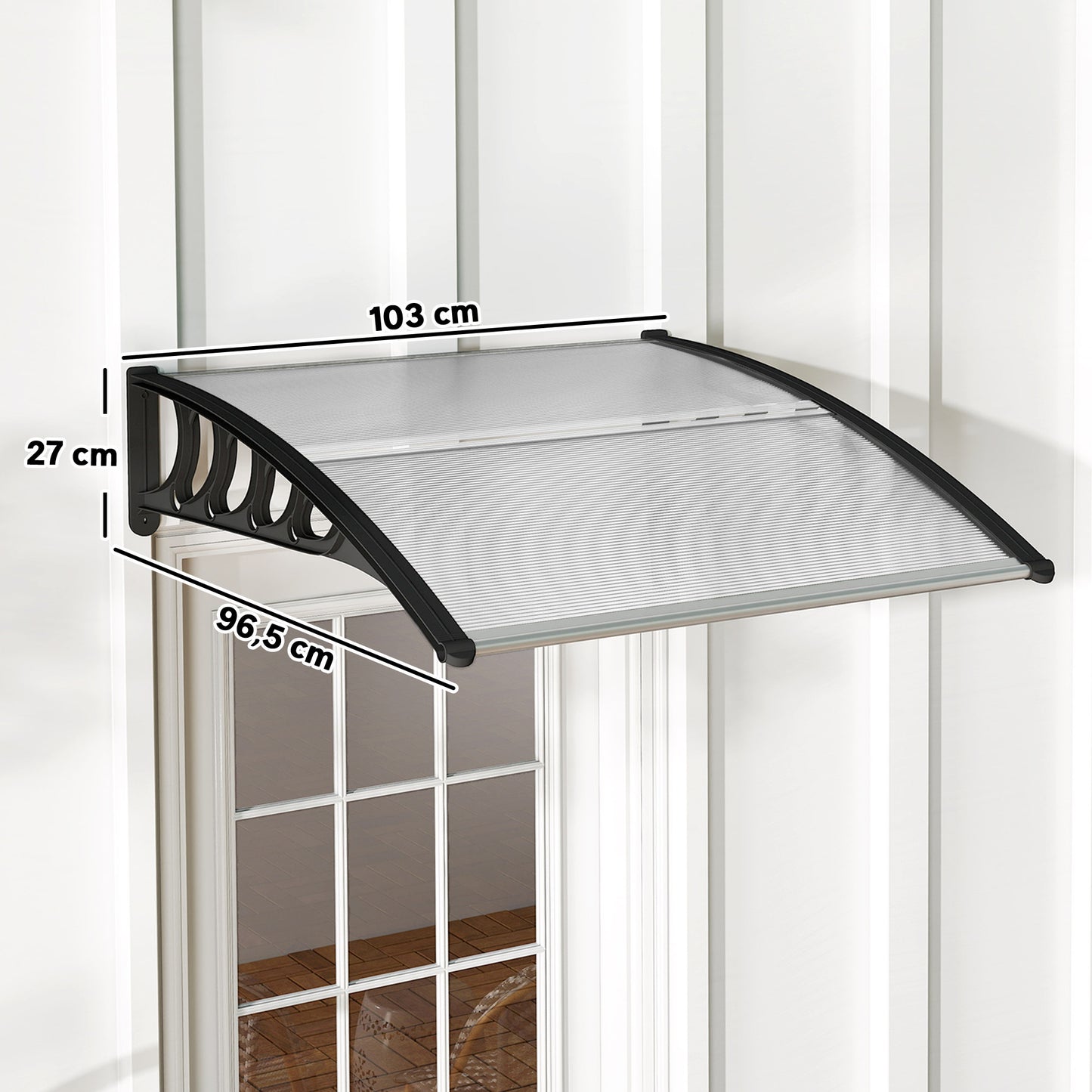 Outsunny Marquesina Para Puertas Y Ventanas 103x96,5 Cm Con Regleta De Aluminio_2