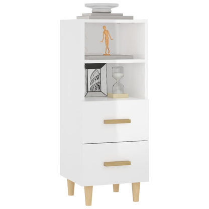 Aparador De Madera Contrachapada Blanco Brillante 34,5x34x90 Cm / Vetonek_3