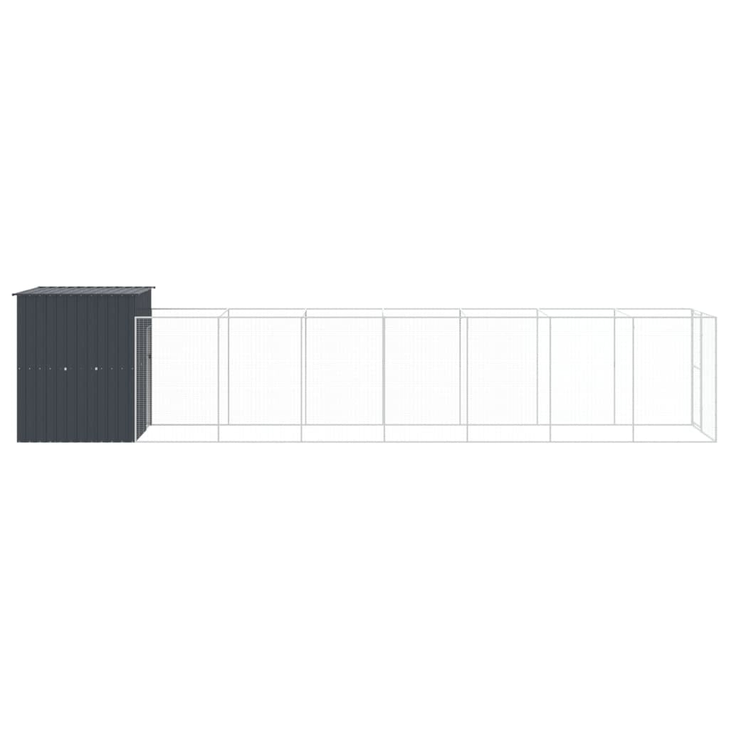 Vidaxl Caseta Perros Con Corral Acero Galvanizado Gris 165x863x181 Cm_3