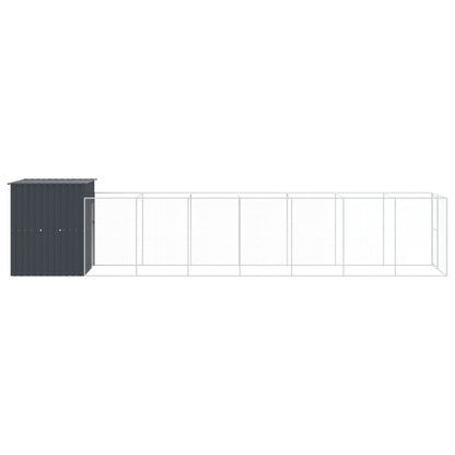 Vidaxl Caseta Perros Con Corral Acero Galvanizado Gris 165x863x181 Cm_3