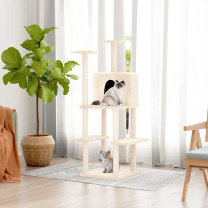 Vidaxl Rascador Para Gatos Con Postes De Sisal Color Crema 144,5 Cm_1