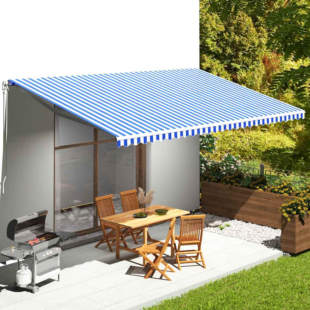 Tela De Repuesto Para Toldo Azul Y Blanco 6x3,5 M Poliéster_1