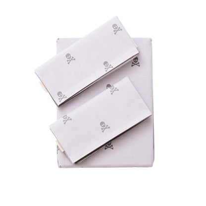 Set Cama (funda Nórdica 240x220 + 2 Fundas Almohada  50x85cm) 100% Algodón Gris Oscuro & Gris Claro Calaveras Scalpers Home_0
