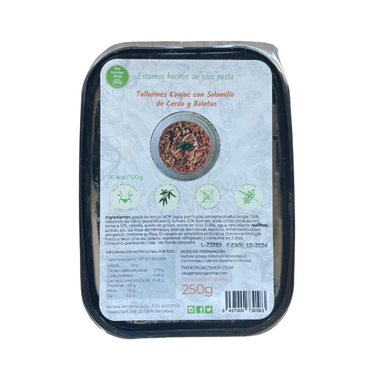 Tallarines konjac con solomillo de ternera y boletus The Konjac Shop 250g