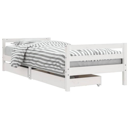 Vidaxl Estructura Cama Niños Con Cajones Madera Pino Blanco 90x200 Cm_0