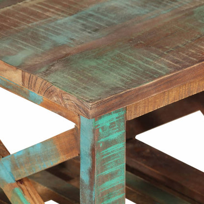 Mesa Auxiliar Con Ruedas Madera Maciza Reciclada 40x40x42 Cm_1
