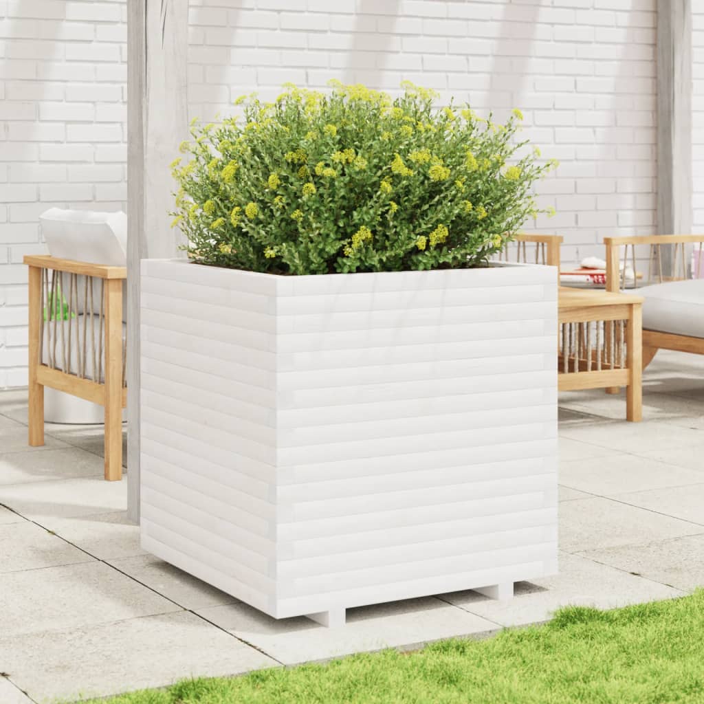 Jardinera Madera Maciza De Pino Blanco 70x70x72,5 Cm_2
