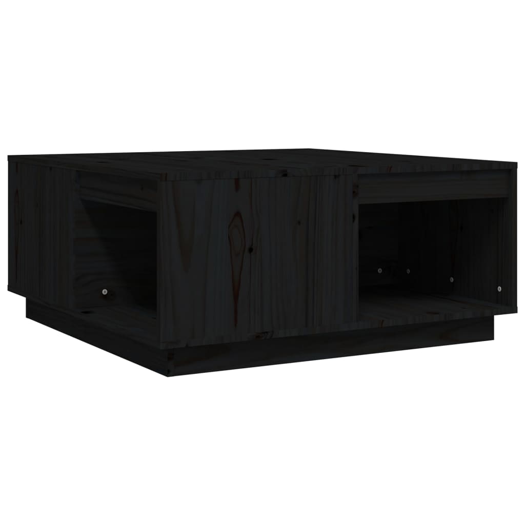 Mesa De Centro De Madera Maciza De Pino Negro 80x81x36,5 Cm_0