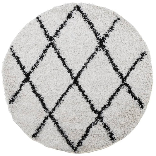 Vidaxl Alfombra De Pelo Largo Moderna Pamplona Crema Y Negro Ø 80 Cm_0