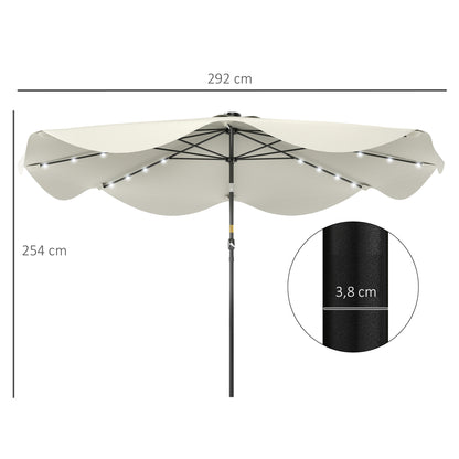 Outsunny Sombrilla De Jardín Ø292x254 Cm Con 32 Luces Led Solares Crema_2