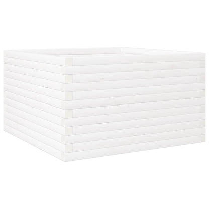 Jardinera De Madera Maciza De Pino Blanca 80x80x46 Cm_0