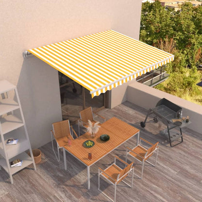 Toldo Retráctil Manual Amarillo Y Blanco 400x350 Cm_1