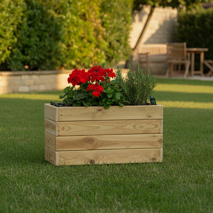 Jardinera Rectangular De Madera Tratada 70x30x40 Cm Ghio Hortalia_1