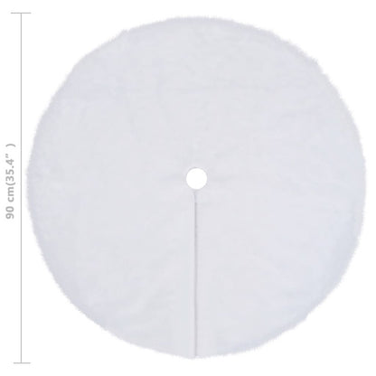 Vidaxl Falda Para Árbol De Navidad Blanca De 90 Cm De Piel Sintética_5