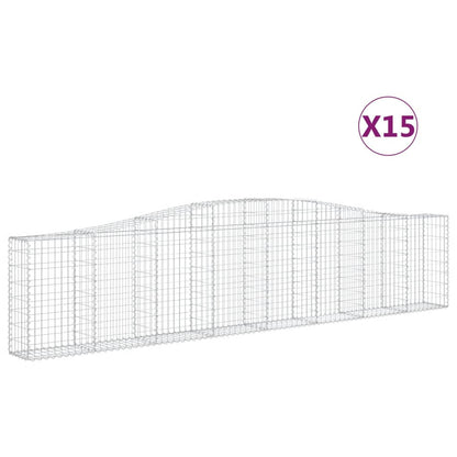 Cestas De Gaviones 15 Uds Forma De Arco Hierro 400x30x80/100 Cm_0