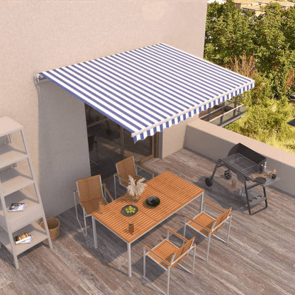 Toldo Retráctil Manual Azul Y Blanco 400x350 Cm_1