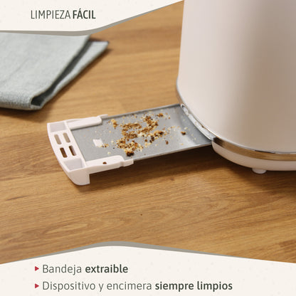 Briebe Nordic Tostadora Pan Ranura Ancha, Tostador 2 Rebanadas, 6 Niveles Tostado, Calientapanecillos, Ta1166wht, Blanco_5