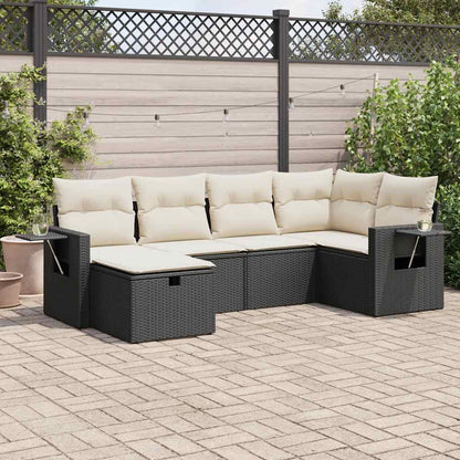 Set De Sofás De Jardín 6 Piezas Y Cojines Ratán Sintético Negro / Vetonek_4