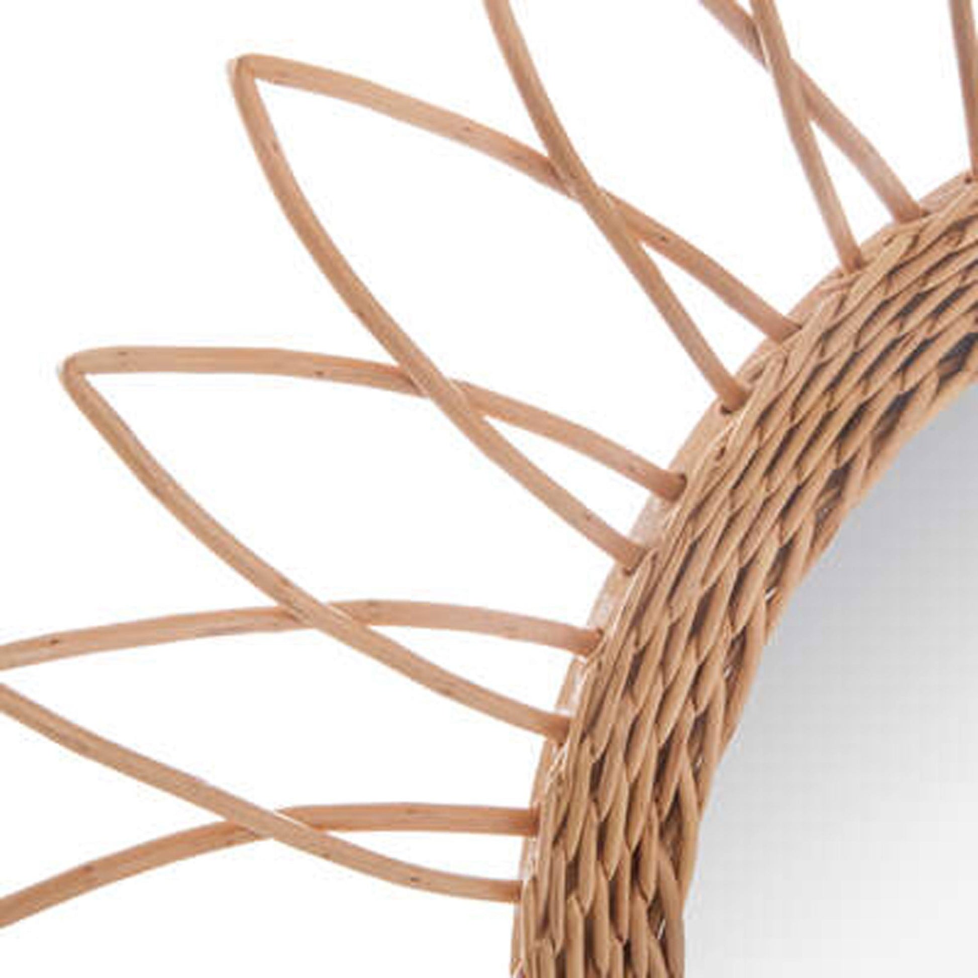 Well Home Espejo De Ratán De Sol Con Diseño Afilado Por La Parte Exterior Ø50cm