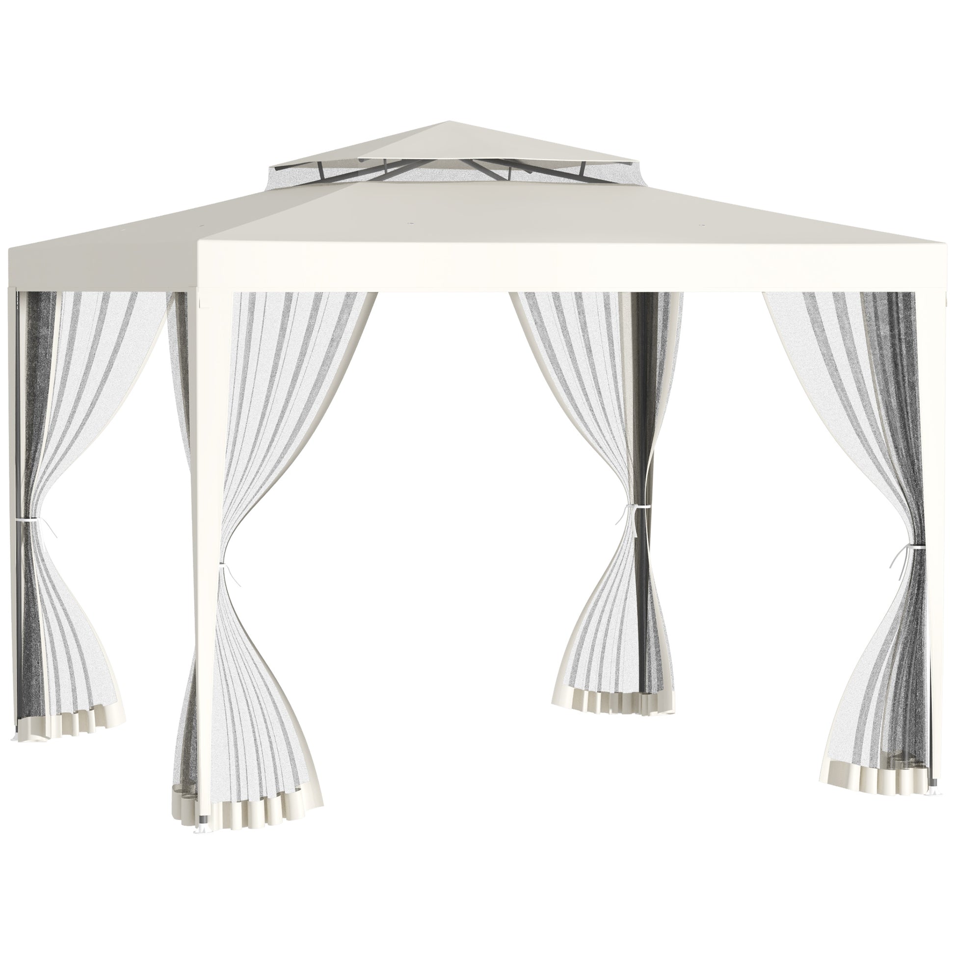 Outsunny Carpa De Jardín 3x3 M Con 4 Mosquiteras Y Techo De Ventilación Beige_0