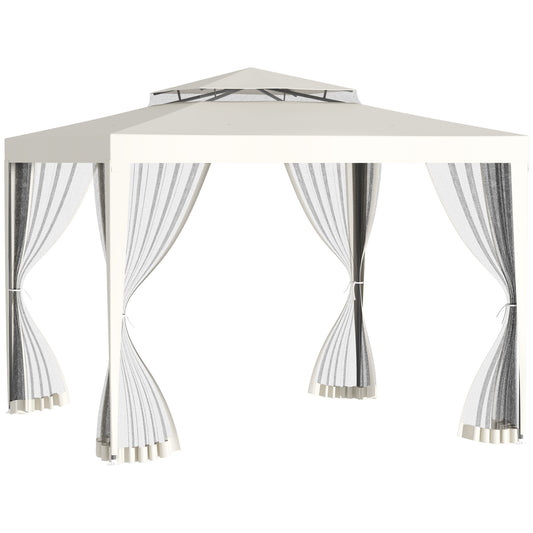 Outsunny Carpa De Jardín 3x3 M Con 4 Mosquiteras Y Techo De Ventilación Beige_0