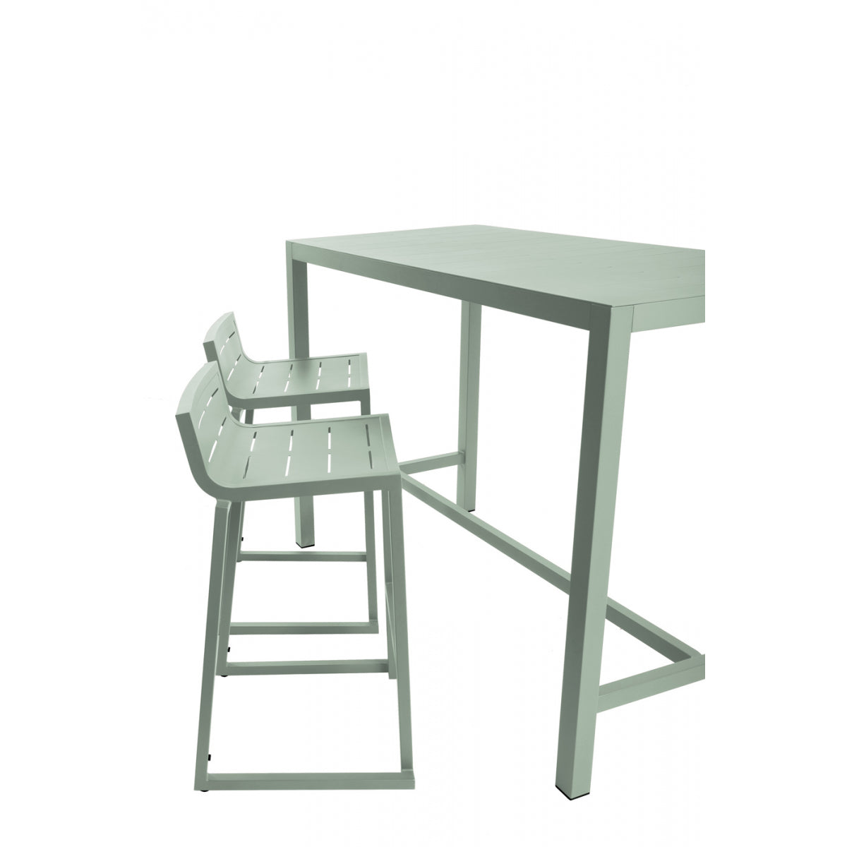 Lote De 4 Taburetes De Jardín Inari De Aluminio Verde Romero 47x48x86cm - Silla De Jardín_4