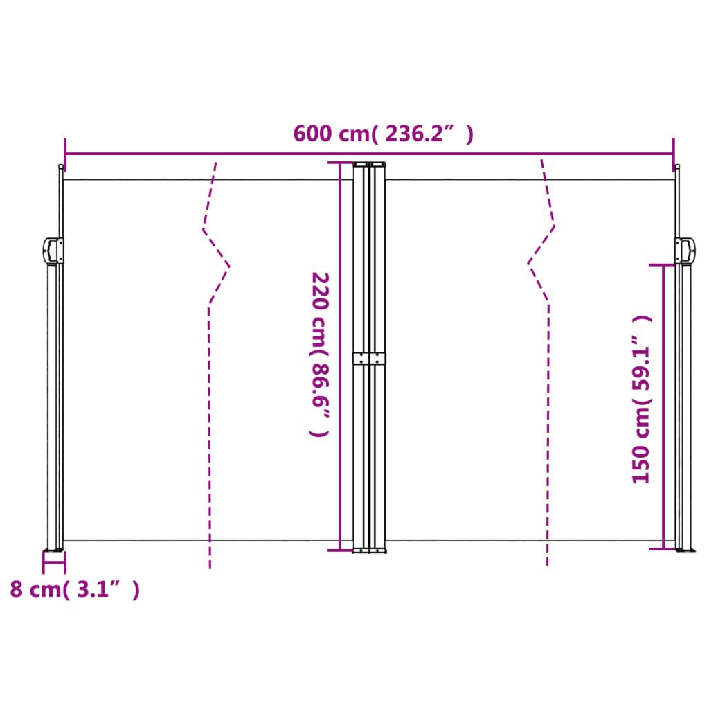 Vidaxl Toldo Lateral Retráctil Beige 220x600 Cm_2