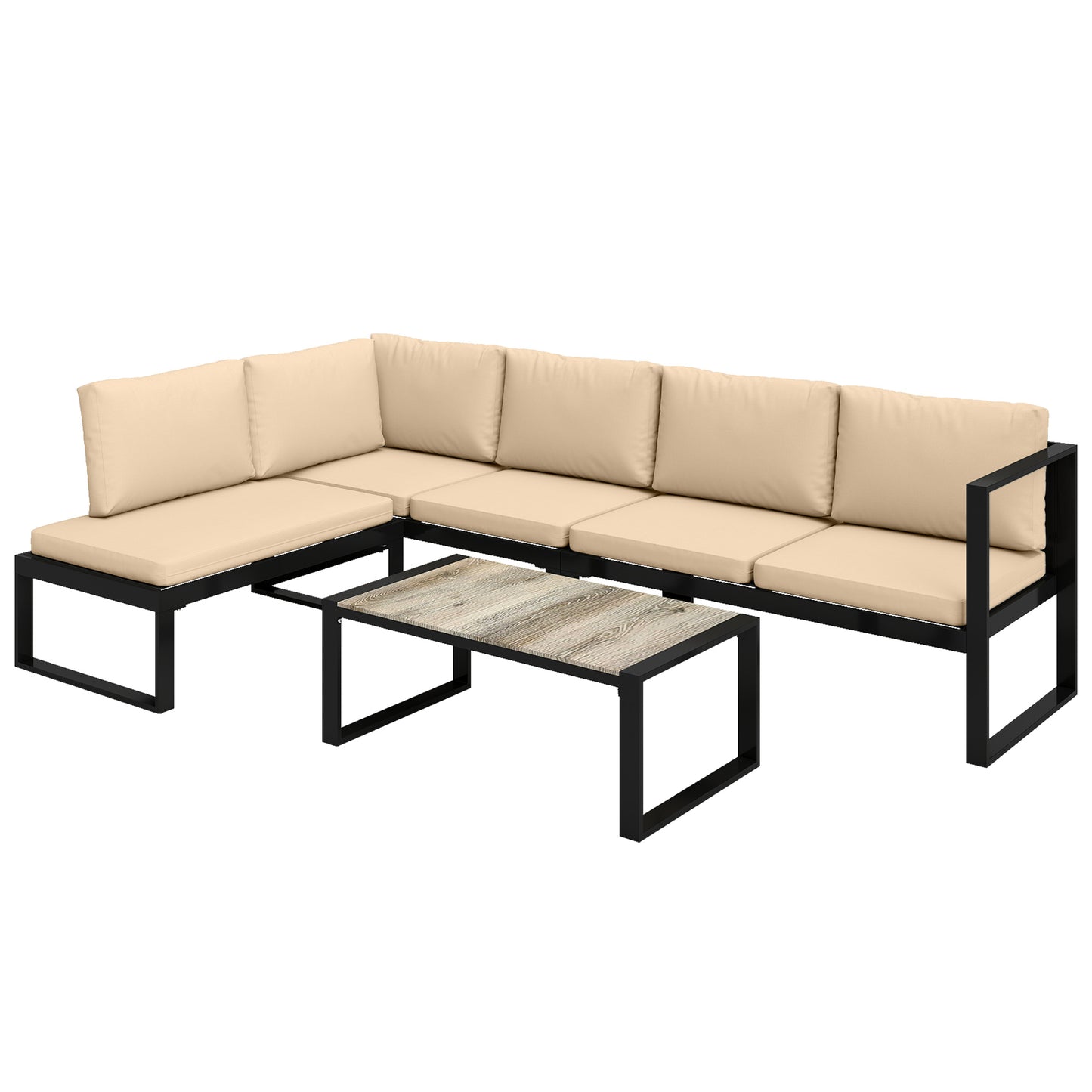 Outsunny Conjunto De Jardín Exterior 2 Sofás De 2 Plazas 1 Sillón Y Mesa Caqui_0