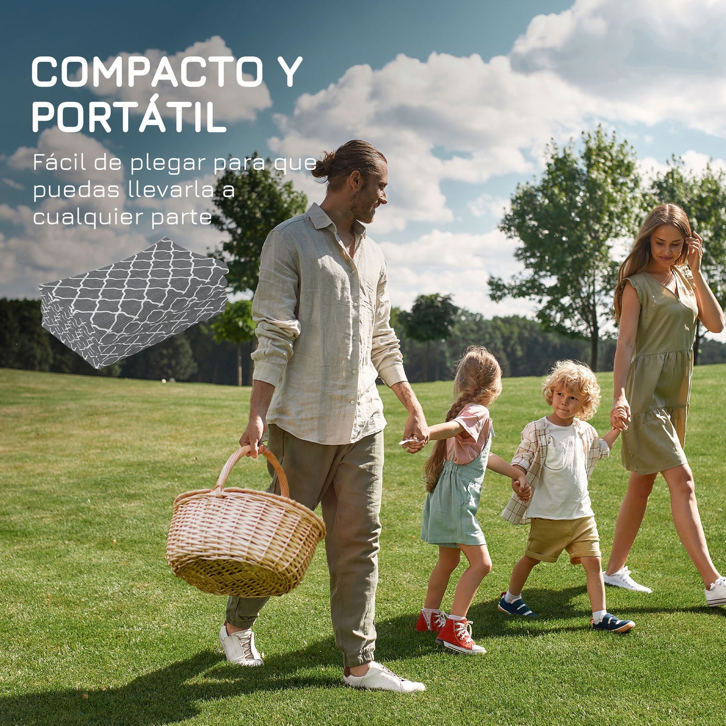 Outsunny Alfombra Exterior 182x274 Cm Reversible De Plástico Impermeable Gris_3