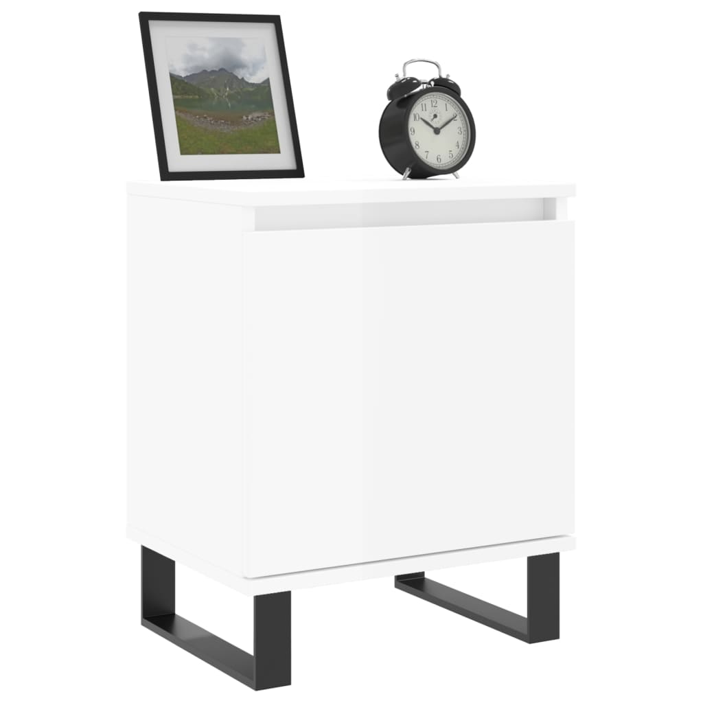 Mesita De Noche Madera De Ingeniería Blancp 40x30x50 Cm_1