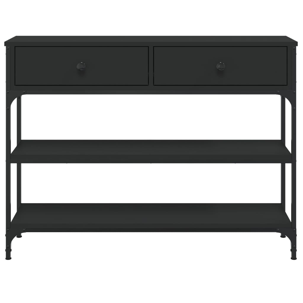 Mesa Consola Madera De Ingeniería Negra 100x25x75 Cm_4