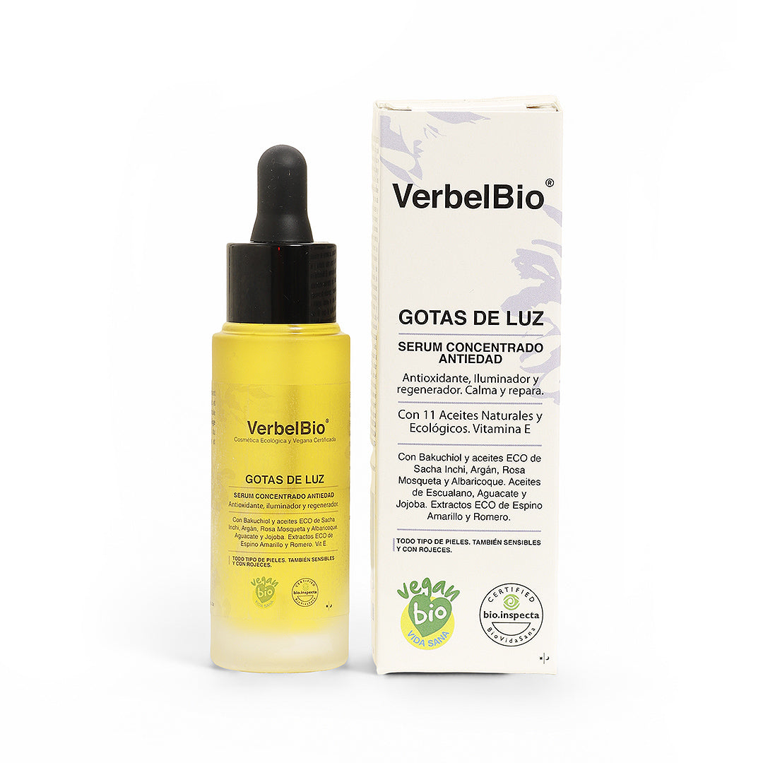 Serum Natural Gotas De Luz VerbelBio - Antioxidante, Antiflacidez y Antiarrugas. Iluminador. 11 aceites y Backuchiol_1
