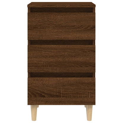 Mesita De Noche 2 Uds Patas De Madera Roble Marrón 40x35x69 Cm_4