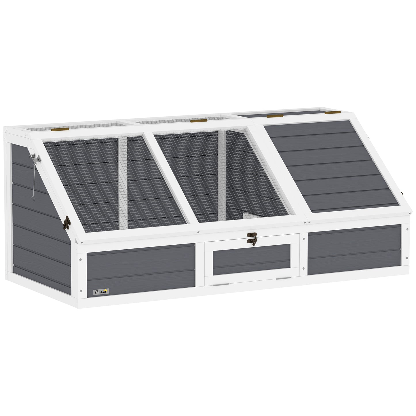 Pawhut Casa Para Tortugas De Madera Sin Base Con Tapas 120x55x50 Cm Gris Claro_0