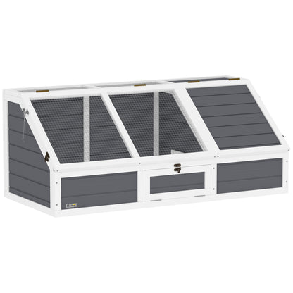 Pawhut Casa Para Tortugas De Madera Sin Base Con Tapas 120x55x50 Cm Gris Claro_0