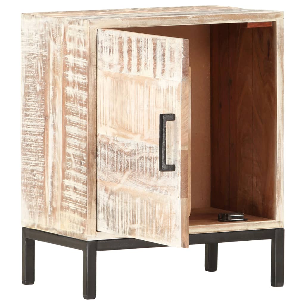 Mesita De Noche De Madera Maciza De Acacia 40x30x50 Cm_0