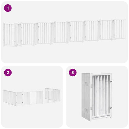 Vidaxl Puerta De Perros Plegable 15 Paneles Madera Álamo Blanca 750 Cm_3