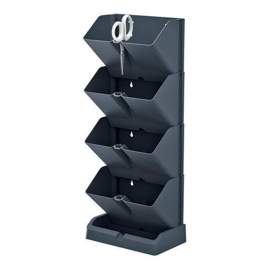 Macetero Vertical Prosperplast Mini Cascade De Plastico En Color Antracita 19,5 (largo) X 11,4 (ancho) X 47,5 (alto) Cm Con Tijeras De Jardin_0