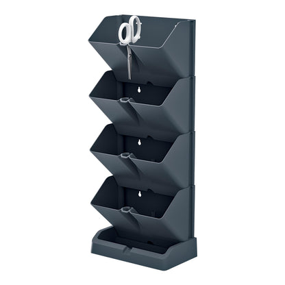 Macetero Vertical Prosperplast Mini Cascade De Plastico En Color Antracita 19,5 (largo) X 11,4 (ancho) X 47,5 (alto) Cm Con Tijeras De Jardin_0