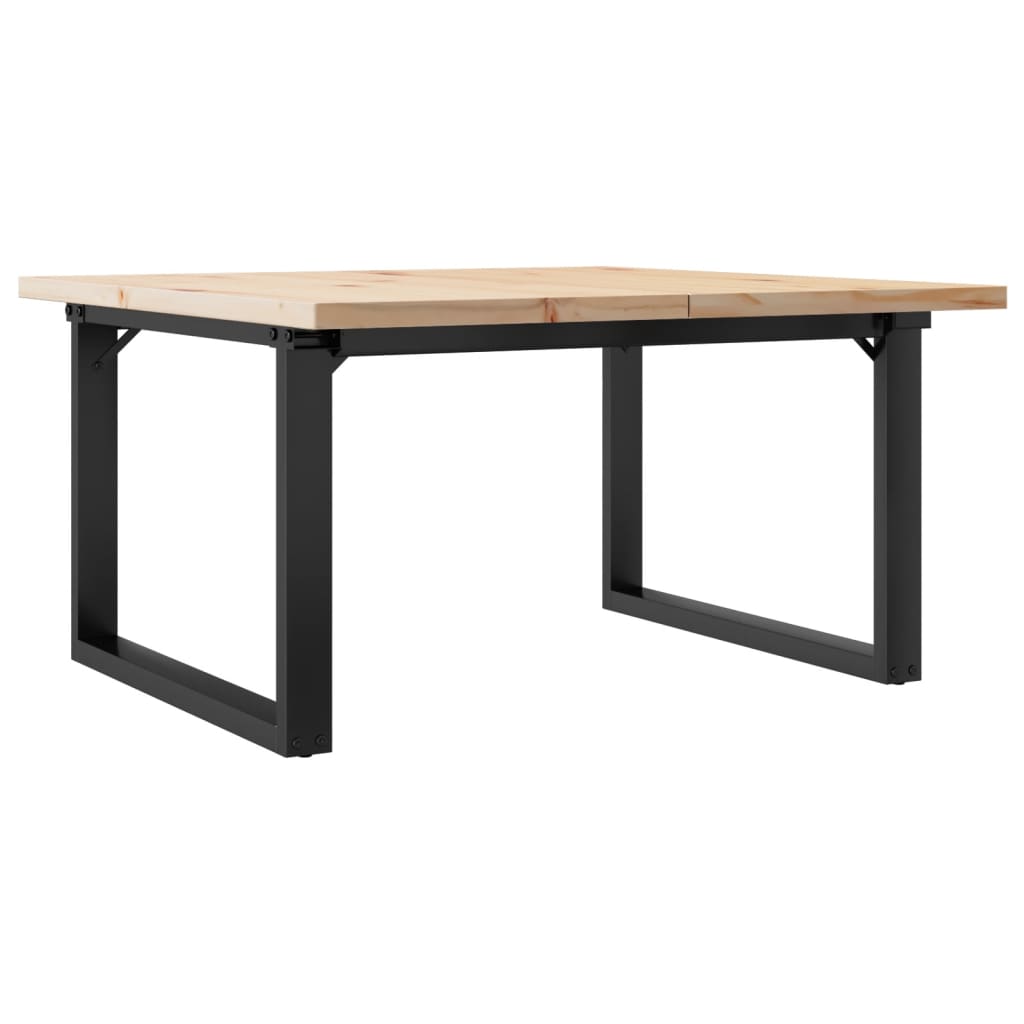 Mesa De Centro Marco O Madera Maciza Pino Y Acero 80x80x45,5 Cm_4