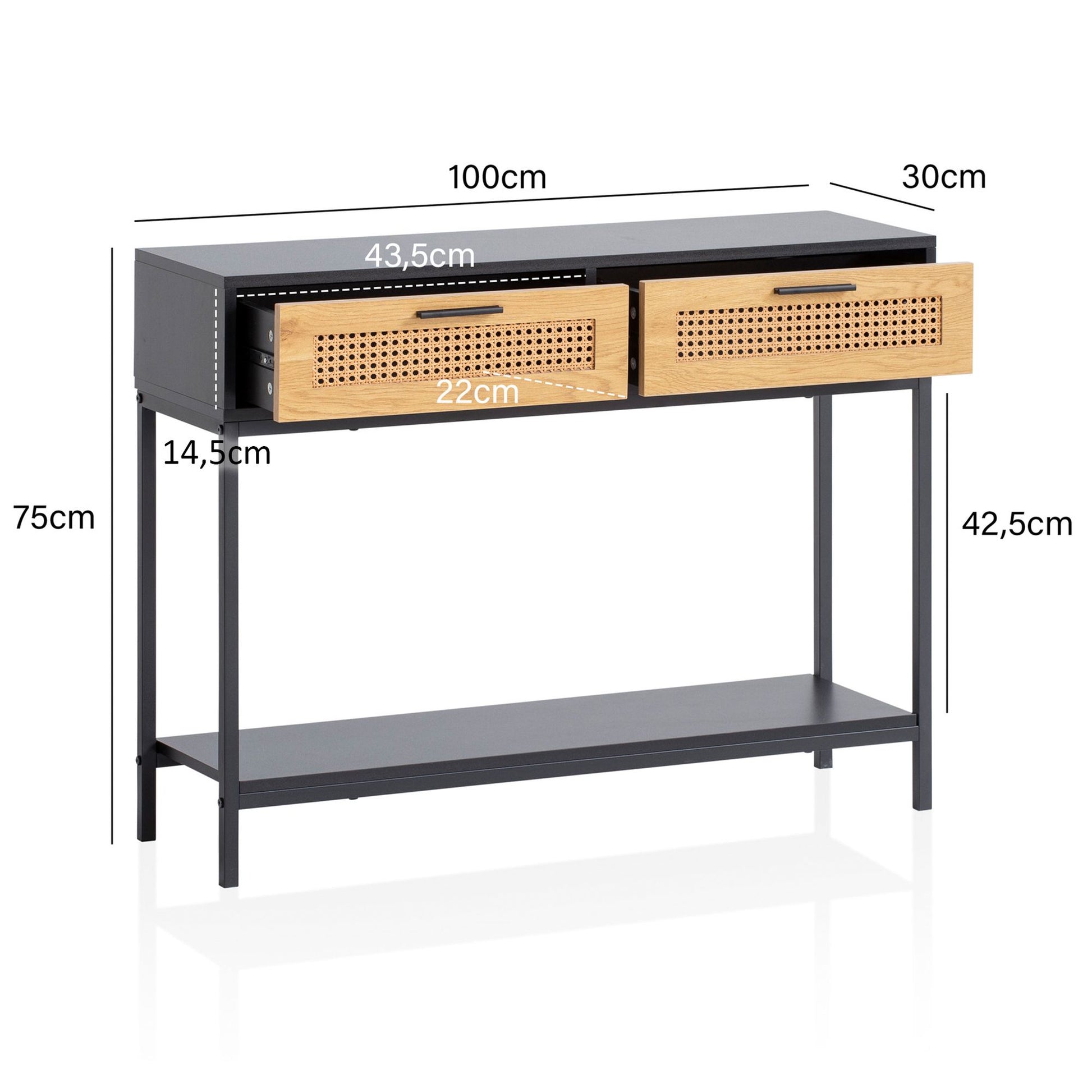Mesa Consola Negro Con Patas De Metal 100x30x75 Cm_3