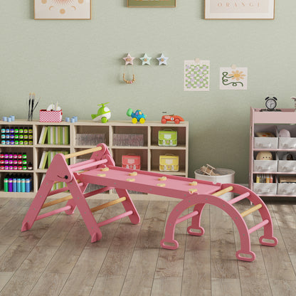 Aiyaplay 7 En 1 Triángulo De Escalada Montessori Con Arco Y Rampa 188x70 Cm Rosa_4