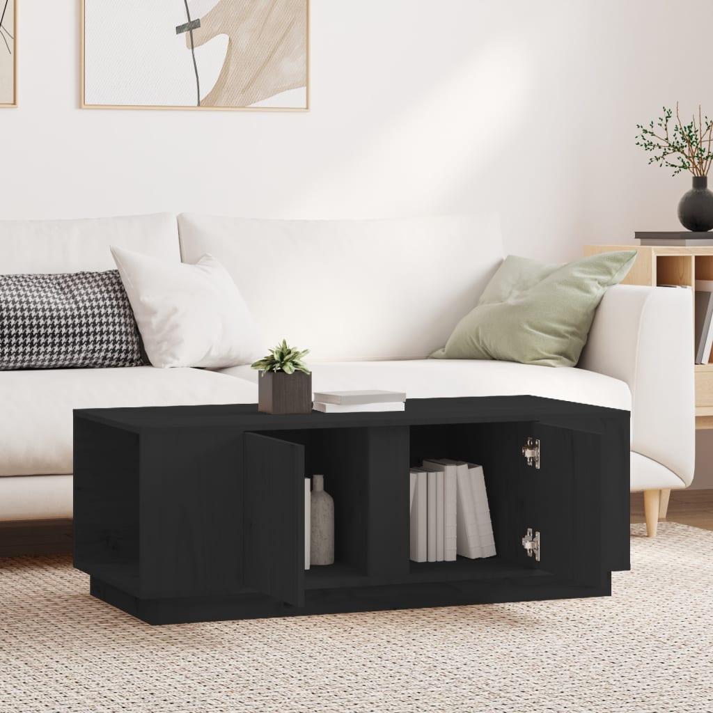 Mesa De Centro De Madera Maciza De Pino Negro 110x50x40 Cm_1