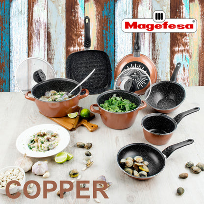 Magefesa Copper Tartera Cuadrada 27 Sin Tapa De Vidrio, Acero Esmaltado Vitrificado, En Cobre, Inducción Y Lavavajillas_1