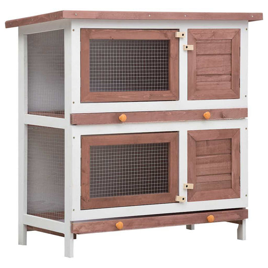 Vidaxl Jaula Conejera Con 4 Puertas Madera Marrón_0