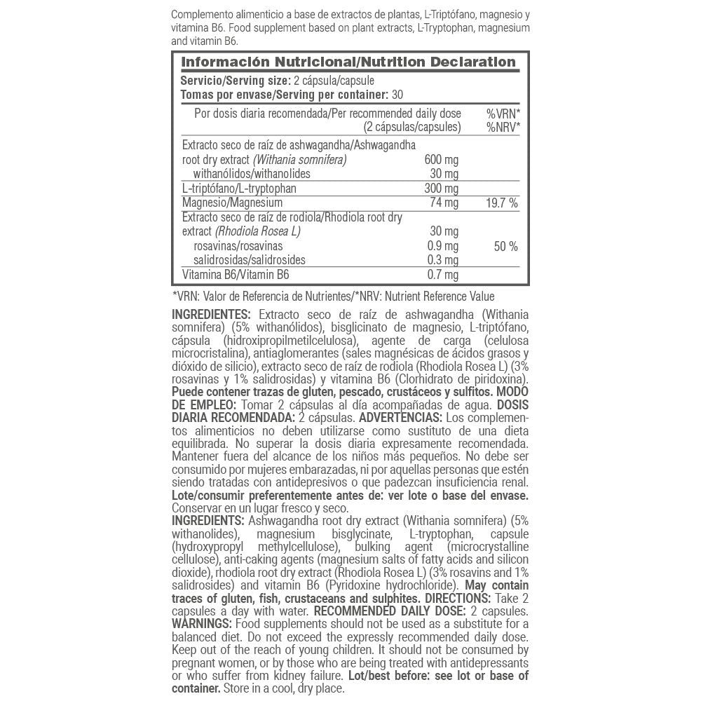 Focus (ashwagandha + L-triptófano) - 60 Cápsulas Vegetales - Mejora El Descanso - Masmusculo_5