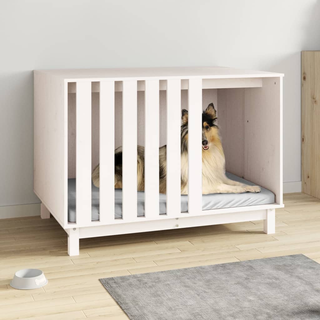 Cama Para Perros Madera Maciza De Pino Blanco 100x70x72 Cm_1