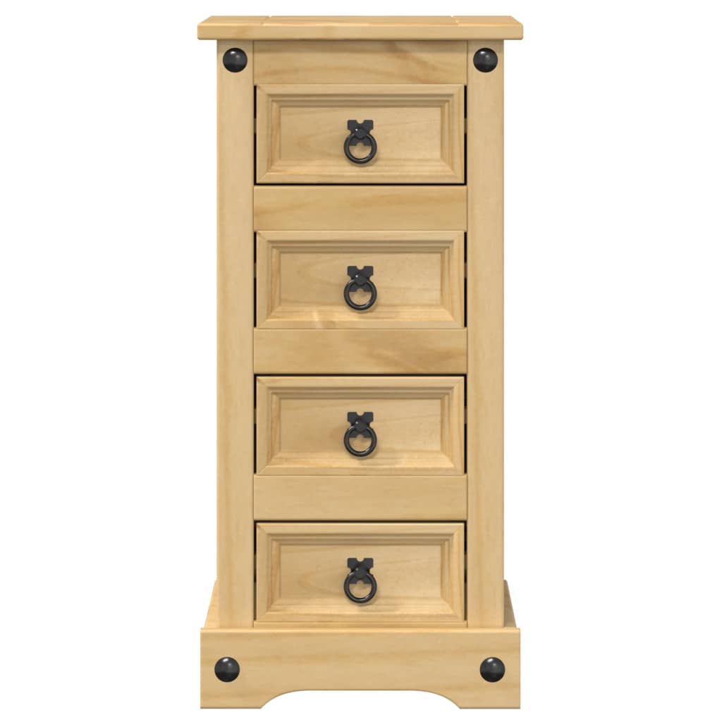 Mesita De Noche Corona Madera Maciza De Pino 35x32,5x74 Cm_2